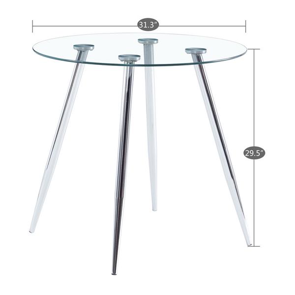 80*80*75cm Round Glass Dining Table Transparent Glass Table Leg Cross Design