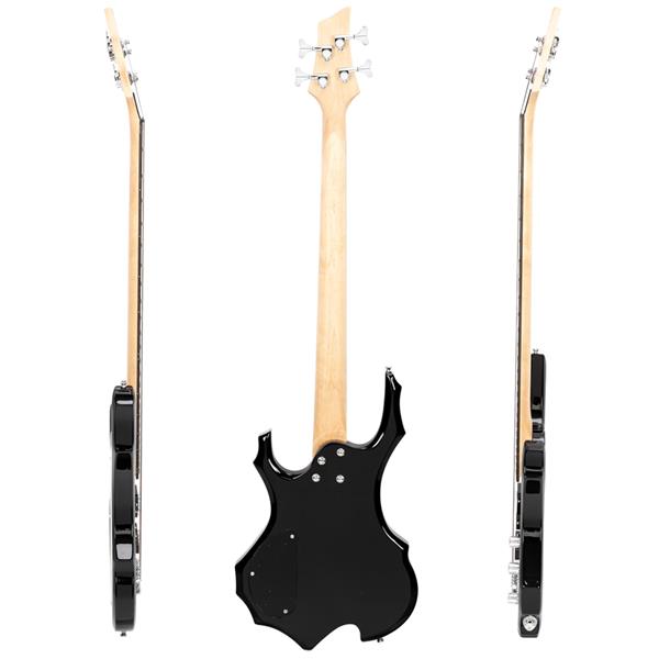 [Do Not Sell on Amazon]Glarry Burning Fire Electric Bass Guitar Full Size 4 String Bag Strap Paddle Cable Wrench Tool Sunset Color