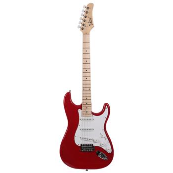 [Do Not Sell on Amazon]Glarry GST Maple Fingerboard Electric Guitar Bag Shoulder Strap Pick Whammy Bar Cord Wrench Tool Red