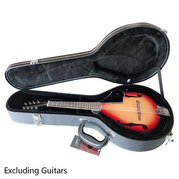 [Do Not Sell on Amazon] Hardshell A-Style Microgroove Pattern Leather Wood Mandolin Case Black