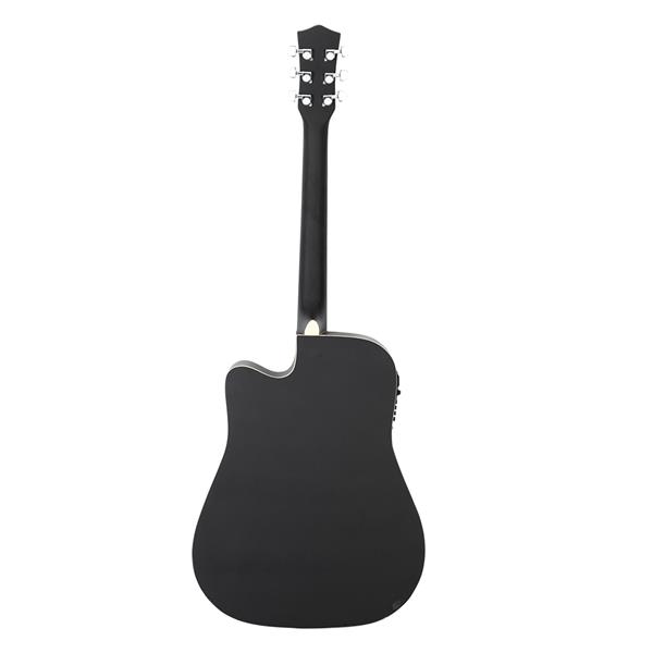 [Do Not Sell on Amazon]Glarry Gt509 41 Inch Spruce Panel Matte Edging EQ Folk Guitar Bag Shield Wrench Tuner Capo Shoulder Strap String Paddles Black