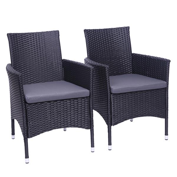 2pcs Single Backrest Chairs Rattan Sofa Black