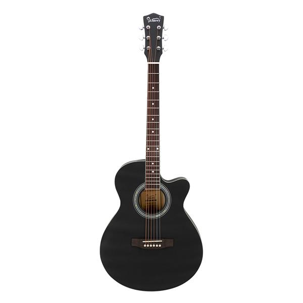 [Do Not Sell on Amazon]Glarry GT501 40 inch Spruce Front Cutaway Folk Guitar with Bag & Board & Wrench Tool Black