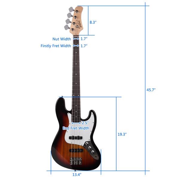 [Do Not Sell on Amazon]Glarry GJazz Bass with Electirc Bass Amplifier Power Wire Tools Sunset