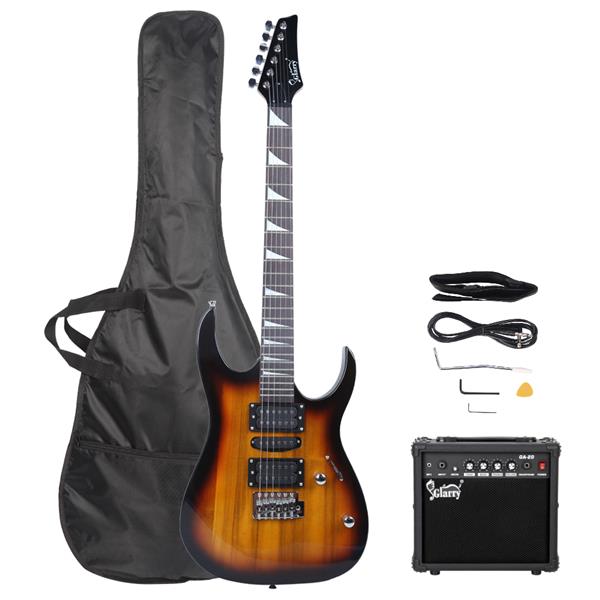 [Do Not Sell on Amazon]Glarry 170 Model With 20W Electric Guitar Pickup Hsh Pickup Guitar   Stereo   Bag   Harness   Picks   Rocker   Connector     Wrench Tool Sunset Color