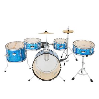 [Do Not Sell on Amazon]Glarry 16in 5-Piece Complete Kids Junior Drum Set with Bass Drum, two Tom Drum, Snare Drum, Floor Tom, 10\\" Brass Crash-Ride, 8\\" Hybrid Hi-Hats, Stool, Drum Pedal, Sticks Glass B