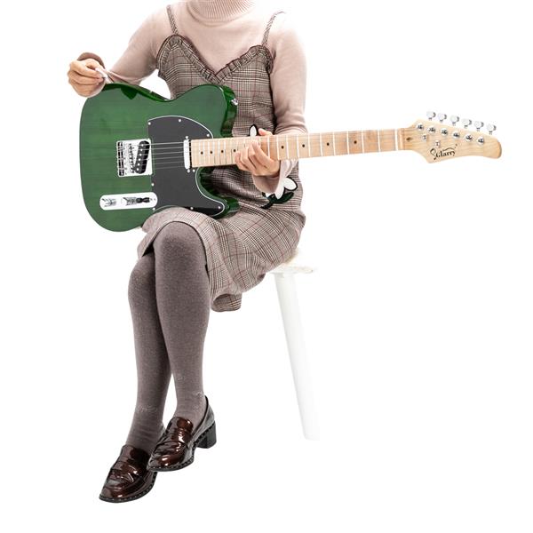 【Do Not Sell on Amazon】Glarry GTL Maple Fingerboard Electric Guitar (Green) Bag Strap Paddle Cable Wrench Tool