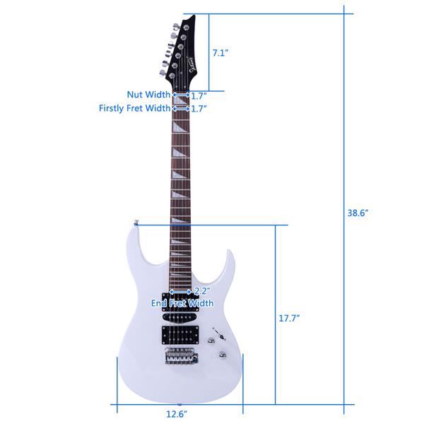 [Do Not Sell on Amazon] 170 Model With 20W Electric Guitar Pickup Hsh Pickup Guitar   Stereo   Bag   Harness   Picks   Rocker   Connector     Wrench Tool White