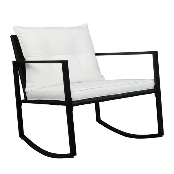 Single 2pcs Coffee Table 1pc Exposed Rocking Chair Three-Piece Set Black