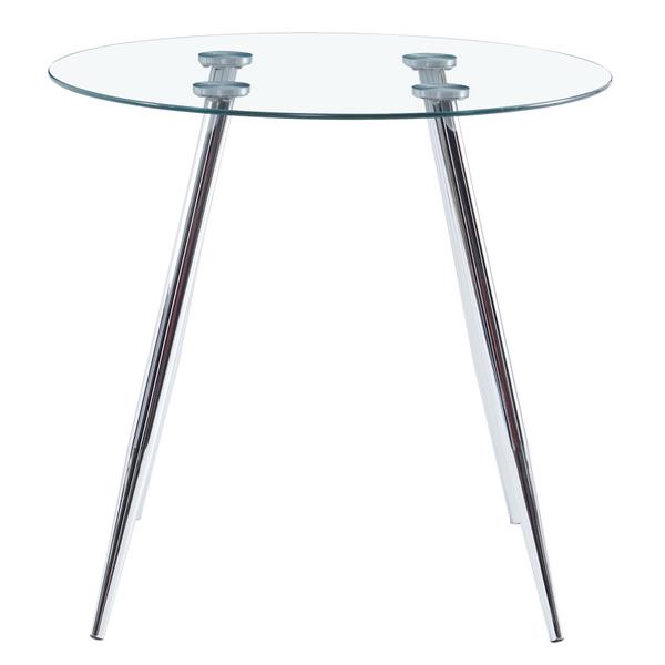 80*80*75cm Round Glass Dining Table Transparent Glass Table Leg Cross Design