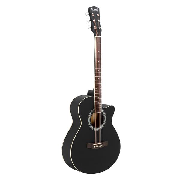 [Do Not Sell on Amazon]Glarry GT501 40 inch Spruce Front Cutaway Folk Guitar with Bag & Board & Wrench Tool Black