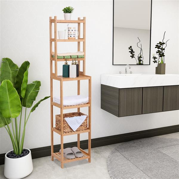 100% Bamboo Bathroom Rack, Multi-Functional And Removable 7-Layer Shelf, Multi - Function 72 * 43.5 * 160.7cm-Natural