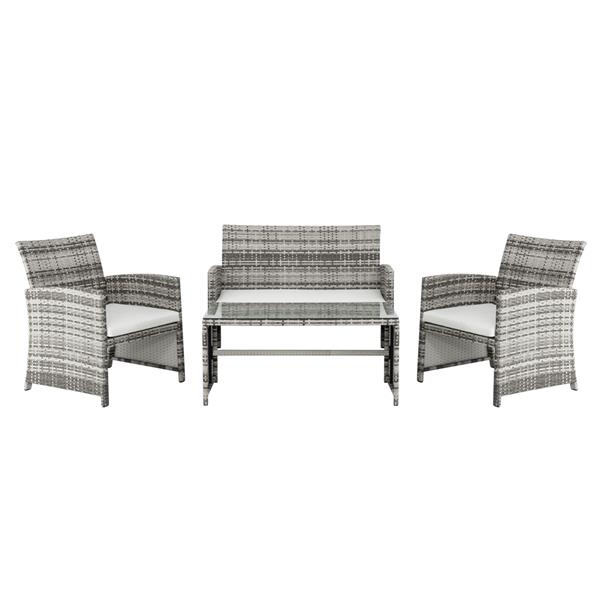 4pcs 1 Double Seat 2 Single Seat 1 Coffee Table Combination Sofa Gray Gradient 