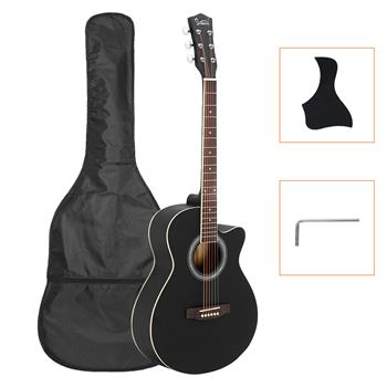 [Do Not Sell on Amazon]Glarry GT501 40 inch Spruce Front Cutaway Folk Guitar with Bag & Board & Wrench Tool Black