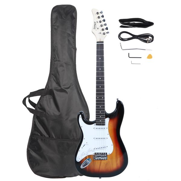 [Do Not Sell on Amazon]Glarry Gst Rosewood Fingerboard Left Hand Electric Guitar   Bag   Strap   Paddle   Rocker   Cable   Wrench Tool Sunset Color