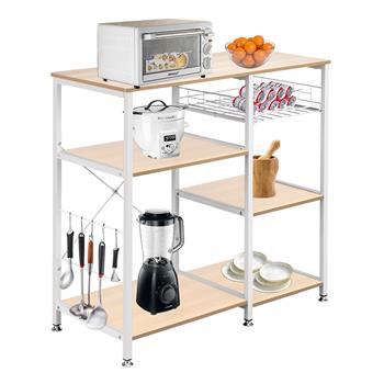 3-Tier Kitchen Baker\\'s Rack Utility Microwave Oven Stand Storage Cart Workstation Shelf White Oak