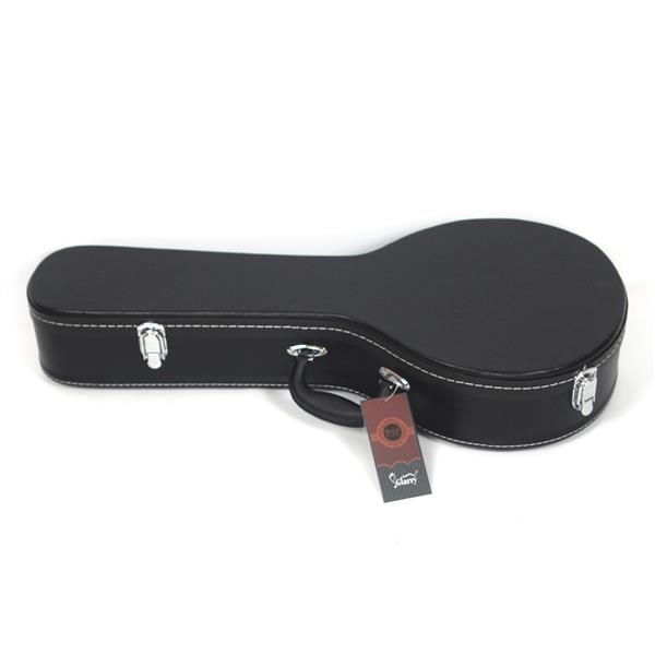 [Do Not Sell on Amazon]Glarry Hardshell A-Style Microgroove Pattern Leather Wood Mandolin Case Black