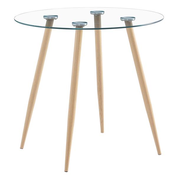 80*80*75cm Round Glass Dining Table Transparent Glass Table Leg Cross Design （only table）