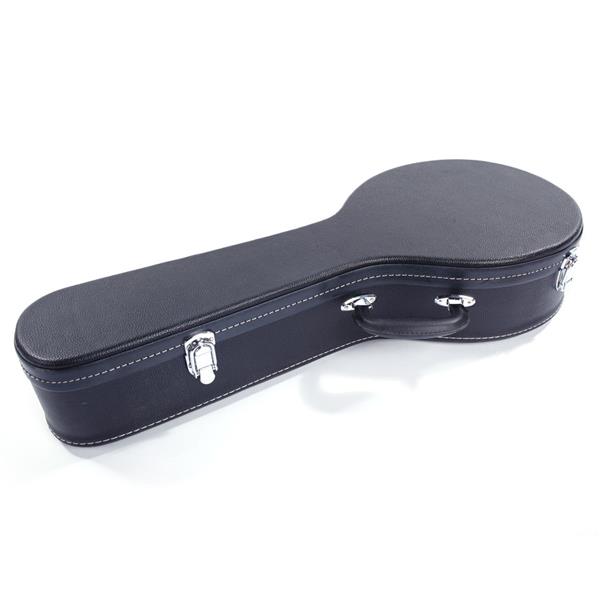 [Do Not Sell on Amazon] Hardshell A-Style Microgroove Pattern Leather Wood Mandolin Case Black