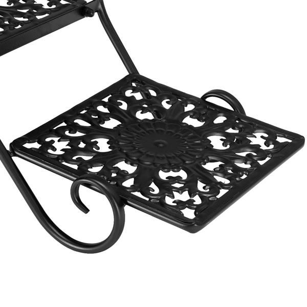 One Black Paint 30.3 Inch High Pentagon 3 Layers 5 Seats Potted Plant Stand  With Pattern Layout