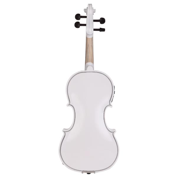 [Do Not Sell on Amazon]Glarry GV102 4/4 Solid Wood EQ Violin Case Bow Violin Strings Shoulder Rest Electronic Tuner Connecting Wire Cloth White