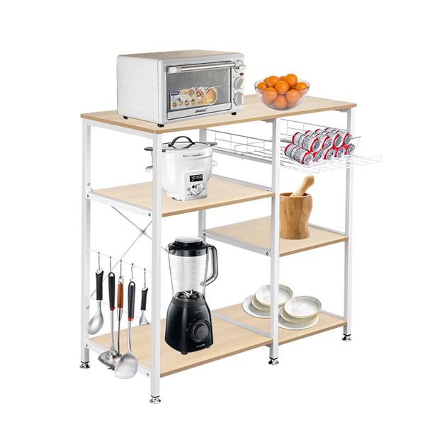 3-Tier Kitchen Baker's Rack Utility Microwave Oven Stand Storage Cart Workstation Shelf White Oak