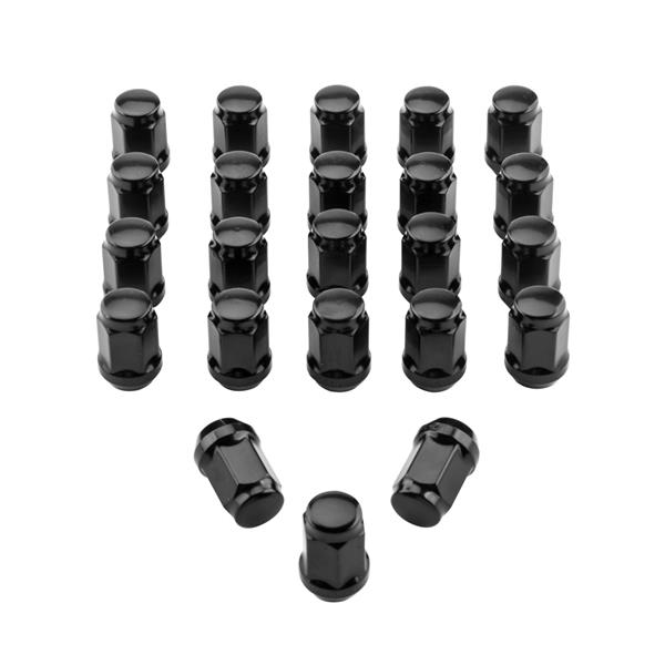 23pcs Bulge Acorn Lug Nuts 1/2"-20 Closed End for Dodge Durango Dakota Jeep Black