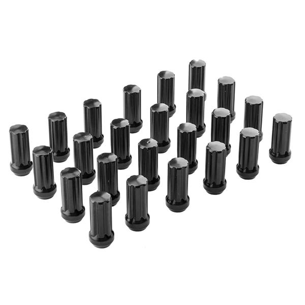 24pcs Spline Truck Locking Lug Nuts for Chevy Gmc 6x5.5 Toyota Cadillac 14x1.5 Black