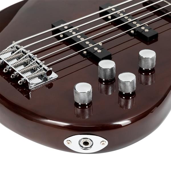 [Do Not Sell on Amazon]Glarry GIB Electric 5 String Bass Guitar Full Size Bag   Strap   Pick   Connector   Wrench Tool Earth Brown
