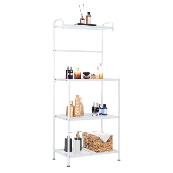 HODELY 4-Layer Wire Mesh Shelf Wrought Iron Kitchen Rack White