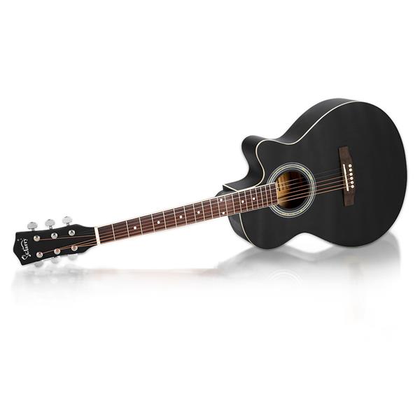 [Do Not Sell on Amazon]Glarry GT501 40 inch Spruce Front Cutaway Folk Guitar with Bag & Board & Wrench Tool Black