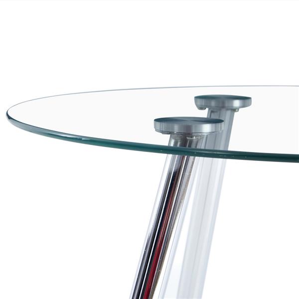 80*80*75cm Round Glass Dining Table Transparent Glass Table Leg Cross Design