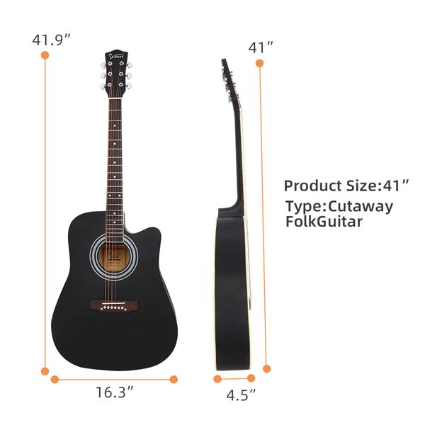 [Do Not Sell on Amazon]Glarry GT502 41-Inch Notch Spruce Panel Matte Edging Folk Guitar   Bag   Shield   Wrench Black