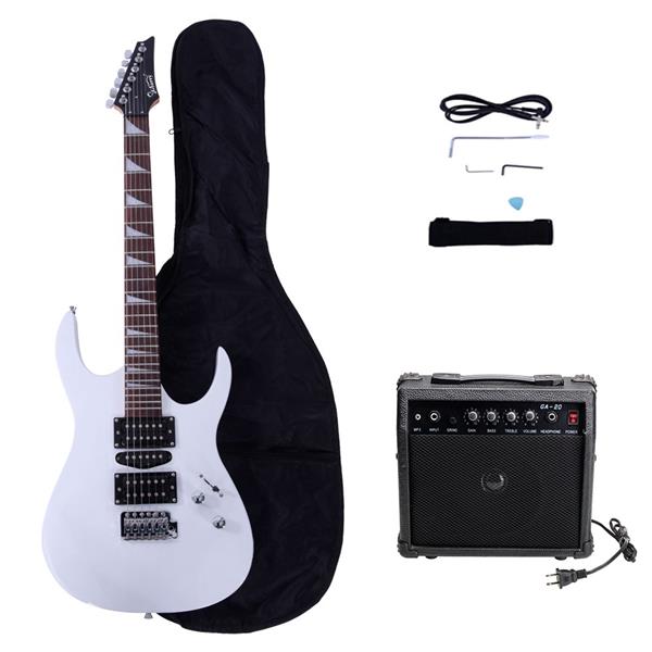 [Do Not Sell on Amazon] 170 Model With 20W Electric Guitar Pickup Hsh Pickup Guitar   Stereo   Bag   Harness   Picks   Rocker   Connector     Wrench Tool White