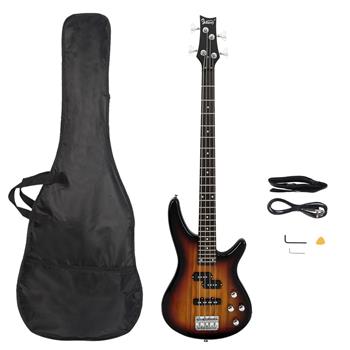 [Do Not Sell on Amazon]Glarry GIB Electric Bass Guitar Full Size 4 String Sunset Color