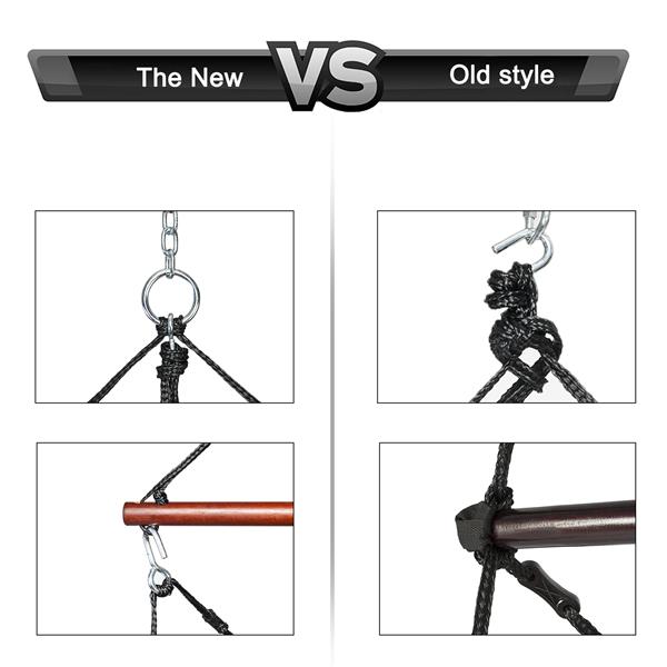 牛津布 硬木 带杯托 木棒穿孔 100kg 棕色 N002 海边 庭院 美国 牛津布吊椅-9