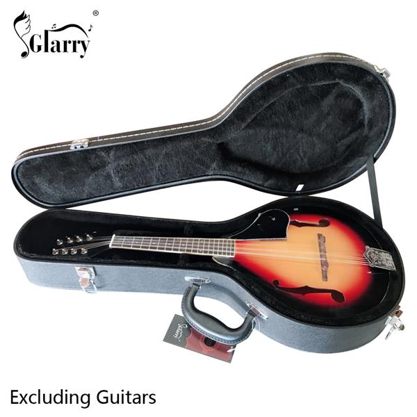 [Do Not Sell on Amazon]Glarry Hardshell A-Style Microgroove Pattern Leather Wood Mandolin Case Black