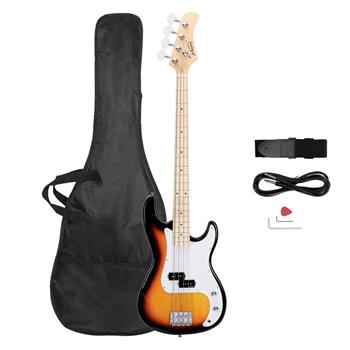 [Do Not Sell on Amazon]Glarry GP II Electric Bass Guitar with Wilkinson Pickup,Warwick Bass Strings,Bone Nut Sunset Color