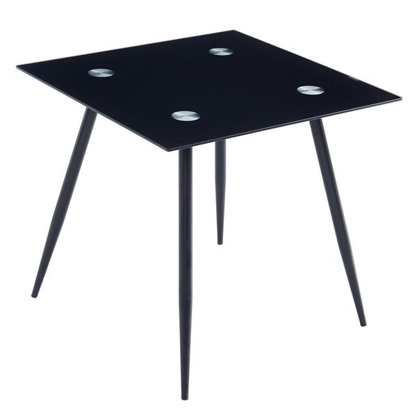 80*80*75cm Glass Dining Table Black（only table）