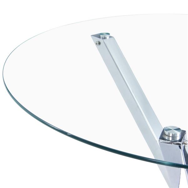 90*90*75cm Round Glass Dining Table Transparent Glass Table Leg Cross Design（only table）