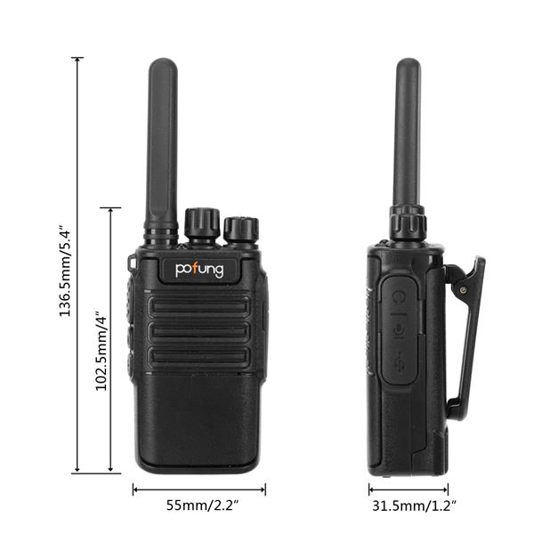 pofung USB 2pcs F8 2W 1500mAh 16-Channel Black Detachable Panel Fixed Antenna USB Integrated Charger Adult Analog Walkie-Talkie