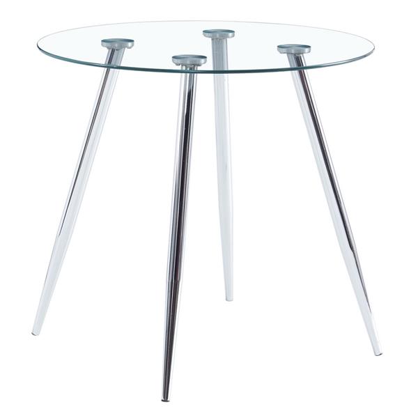 80*80*75cm Round Glass Dining Table Transparent Glass Table Leg Cross Design