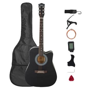 [Do Not Sell on Amazon]Glarry Gt509 41 Inch Spruce Panel Matte Edging EQ Folk Guitar Bag Shield Wrench Tuner Capo Shoulder Strap String Paddles Black