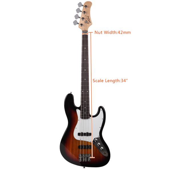 [Do Not Sell on Amazon]Glarry GJazz Bass with Electirc Bass Amplifier Power Wire Tools Sunset