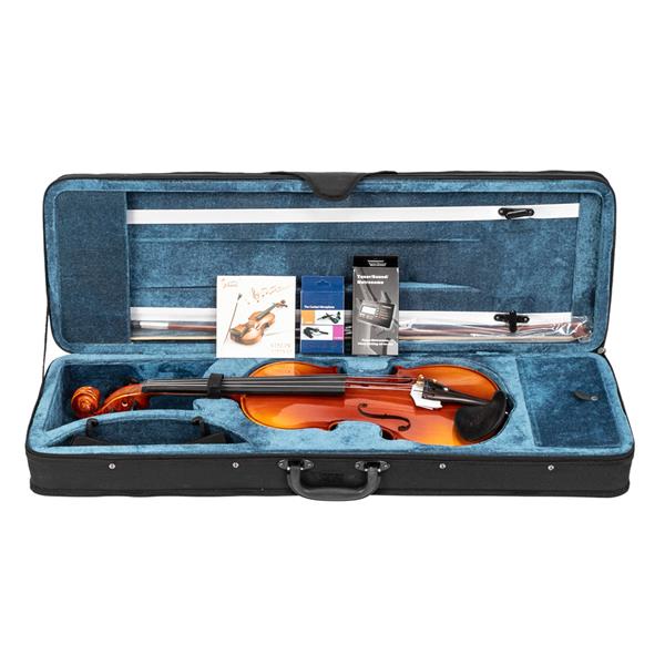 [Do Not Sell on Amazon]Glarry 4/4 Spruce Panel Violin Bright Natural Wood Back Panel Side Plate Rectangular Case Octagonal Prism Bow