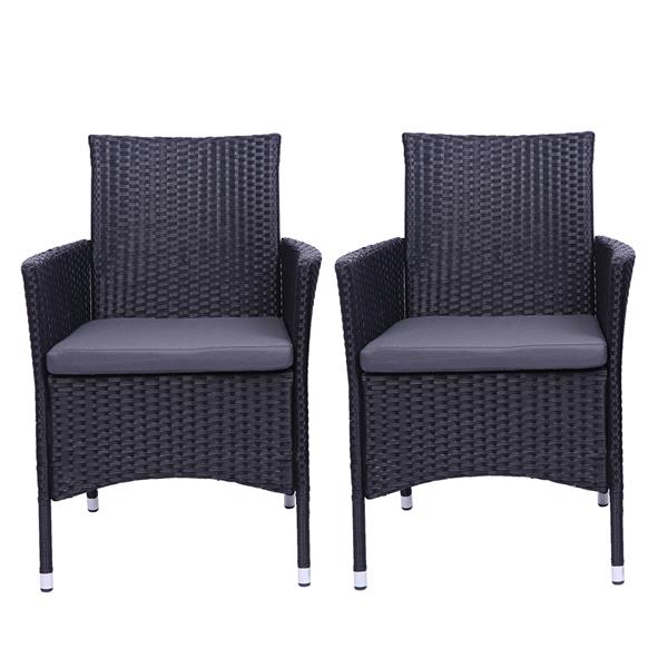 2pcs Single Backrest Chairs Rattan Sofa Black