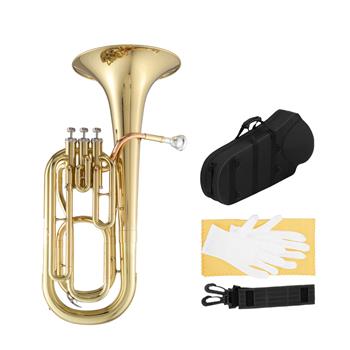 [Do Not Sell on Amazon]Glarry Brass B Flat Baritone Gold with Phosphor Copper Mouthpiece Tube 3 Stainless Steel Smooth Top Action   Pistons