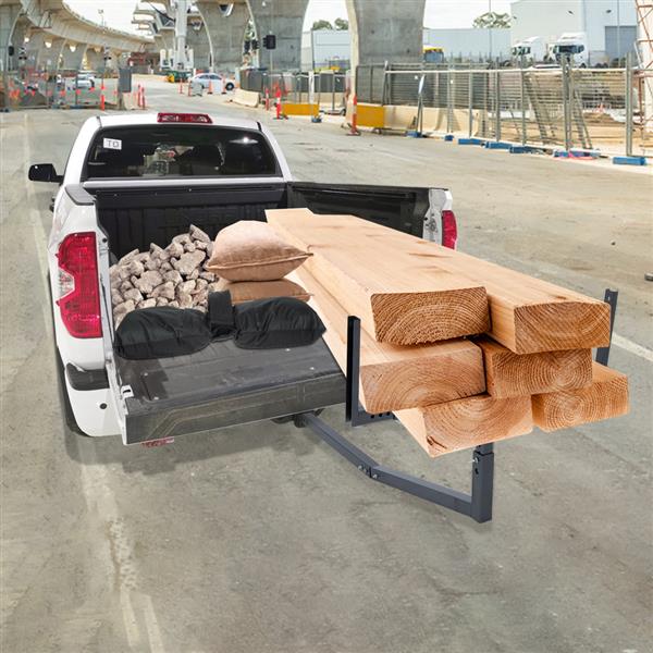 Heavy Duty Steel Pick Up Truck Bed Extender with Ratchet Straps | The Hitch Mount Truck Bed Extension can be Used for Lumber or a Ladder or a Canoe & Kayak