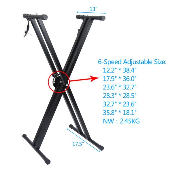 [Do Not Sell on Amazon]Glarry Dual-tube X-Shape Keyboard Stand Black