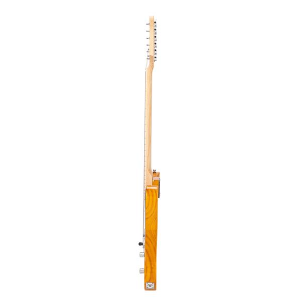 [Do Not Sell on Amazon]Glarry GTL Maple Fingerboard Electric Guitar Bag Strap Plectrum Connecting Wire Spanner Tool Transparent Yellow